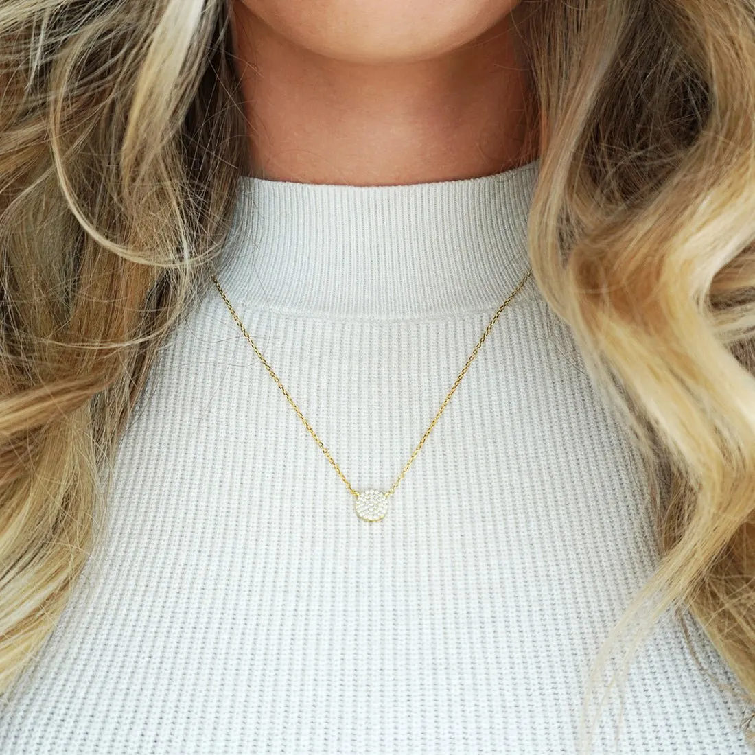 Dainty Crystal Disc Necklace