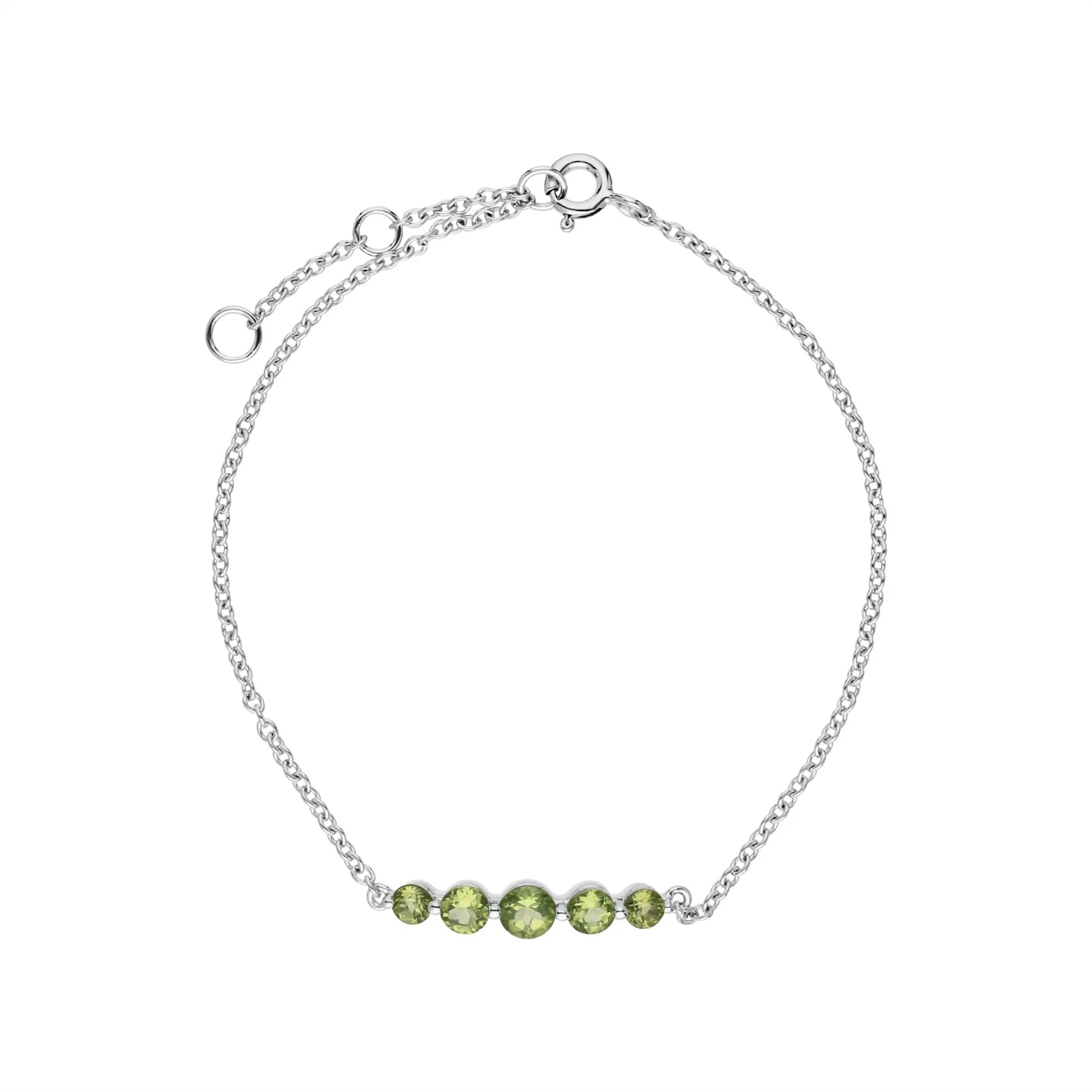 Damen Sterlingsilber Fünfstein Peridot Rund Farbverlauf 19cm Armband