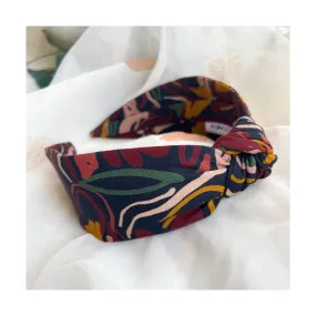 Dark Autumn Floral Print Knot Headband