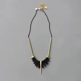 David Aubrey Geometric Black Agate and Spike Necklace