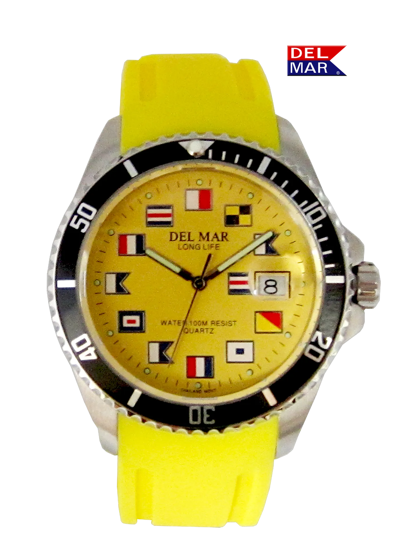 Del Mar Watches Men's and Youth Sportstrap: Yellow Nautical Face, 46mm x 40mm, 100m Water Resistant #50379