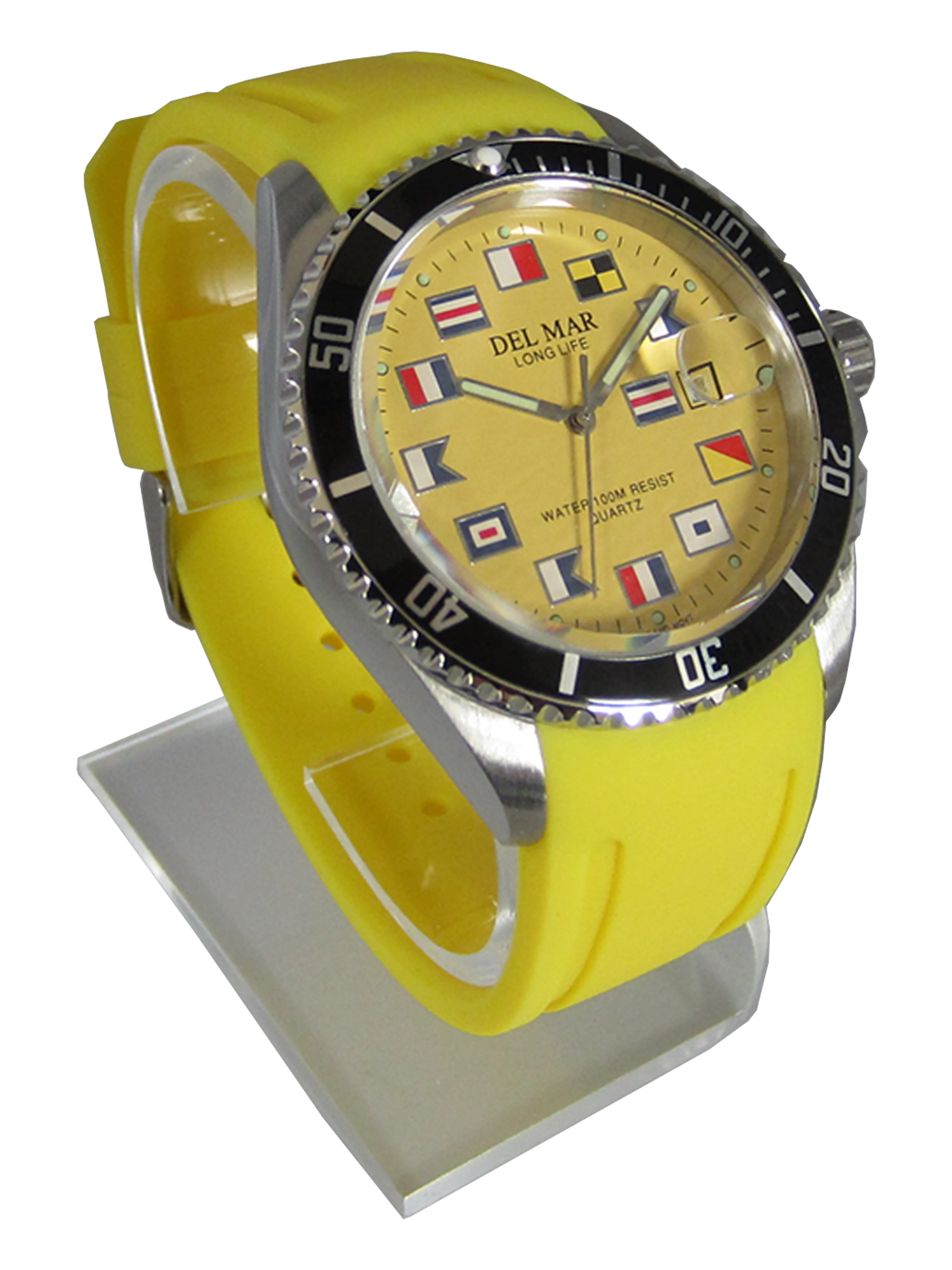 Del Mar Watches Men's and Youth Sportstrap: Yellow Nautical Face, 46mm x 40mm, 100m Water Resistant #50379