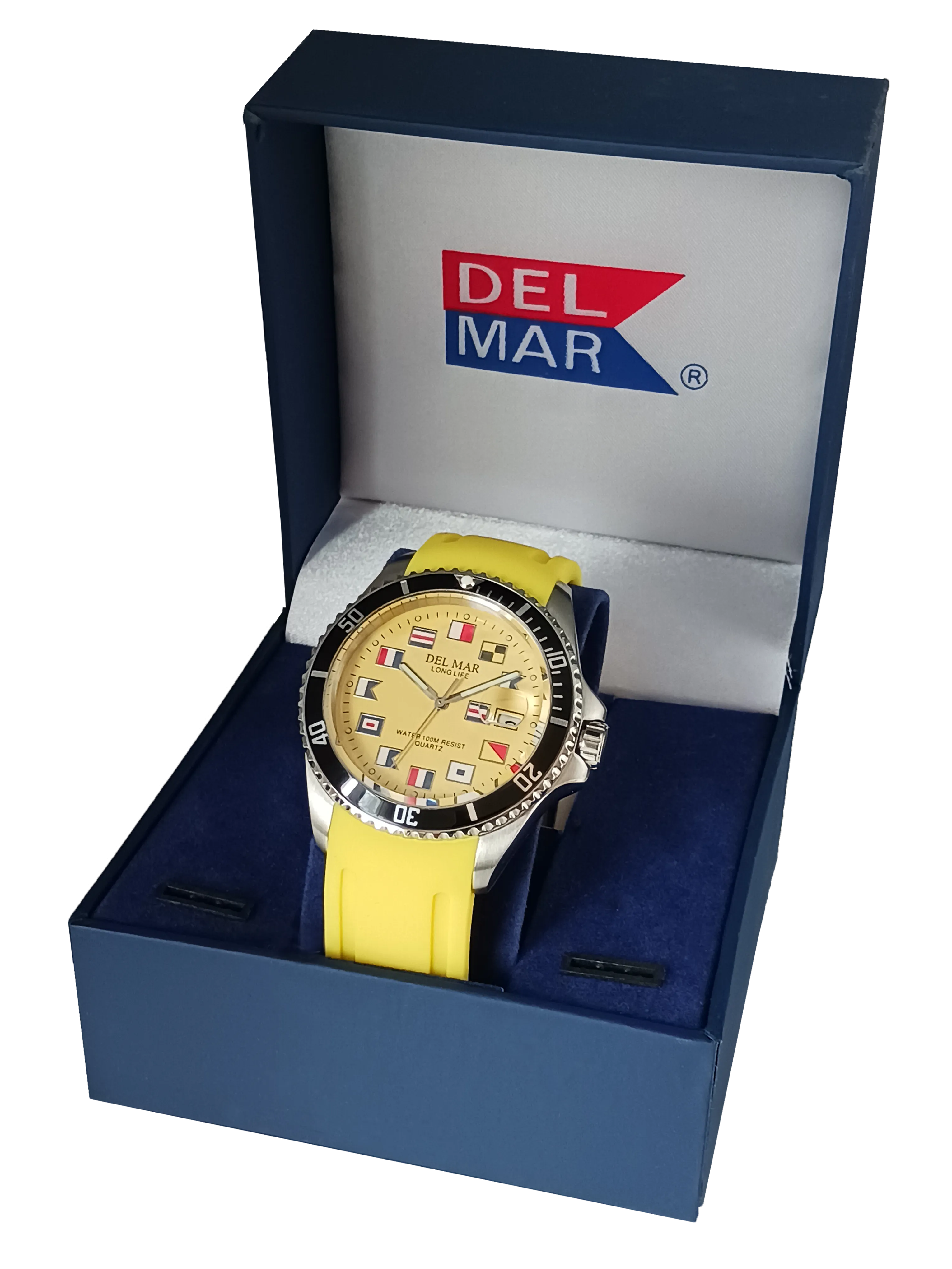 Del Mar Watches Men's and Youth Sportstrap: Yellow Nautical Face, 46mm x 40mm, 100m Water Resistant #50379