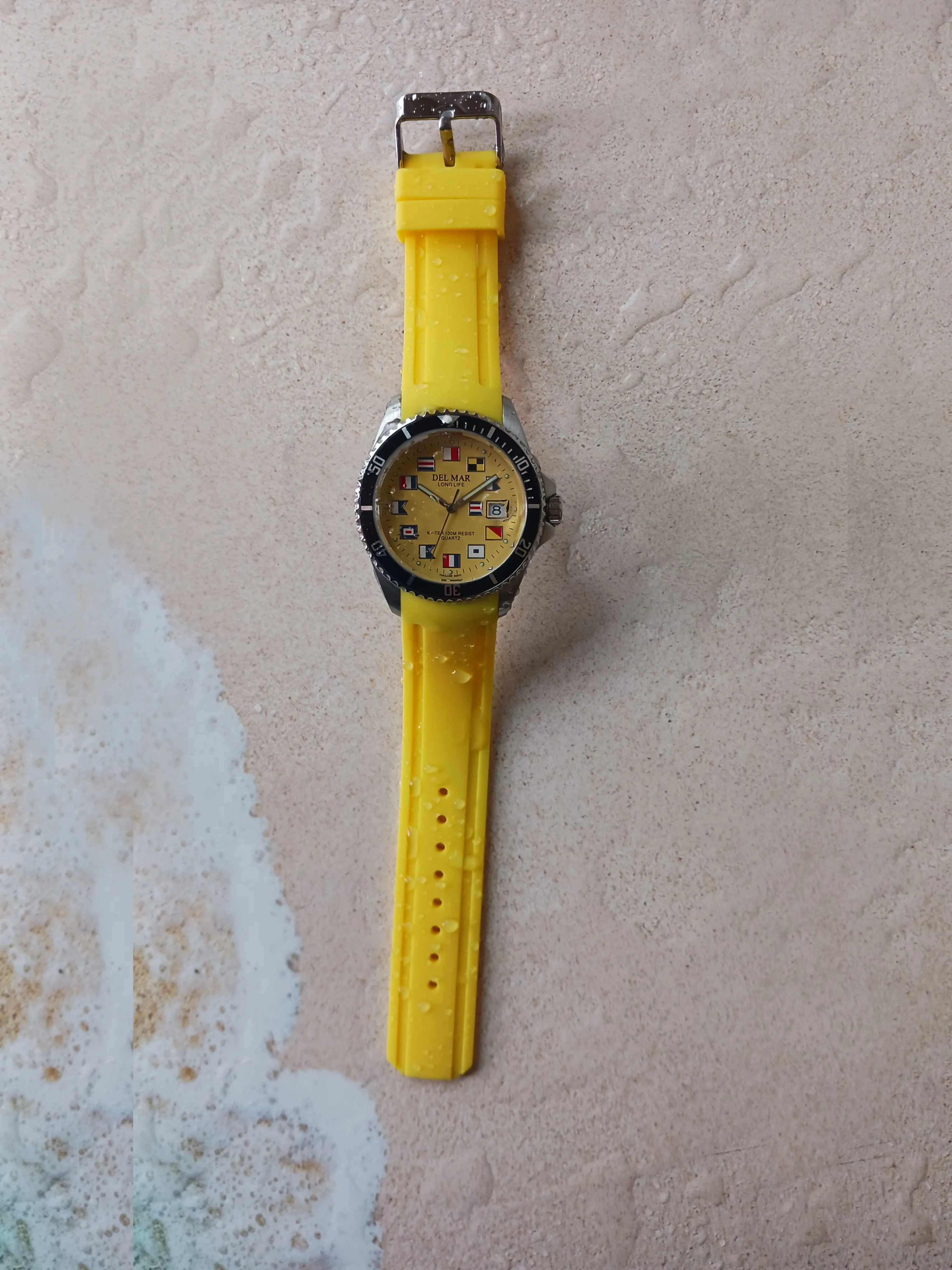 Del Mar Watches Men's and Youth Sportstrap: Yellow Nautical Face, 46mm x 40mm, 100m Water Resistant #50379