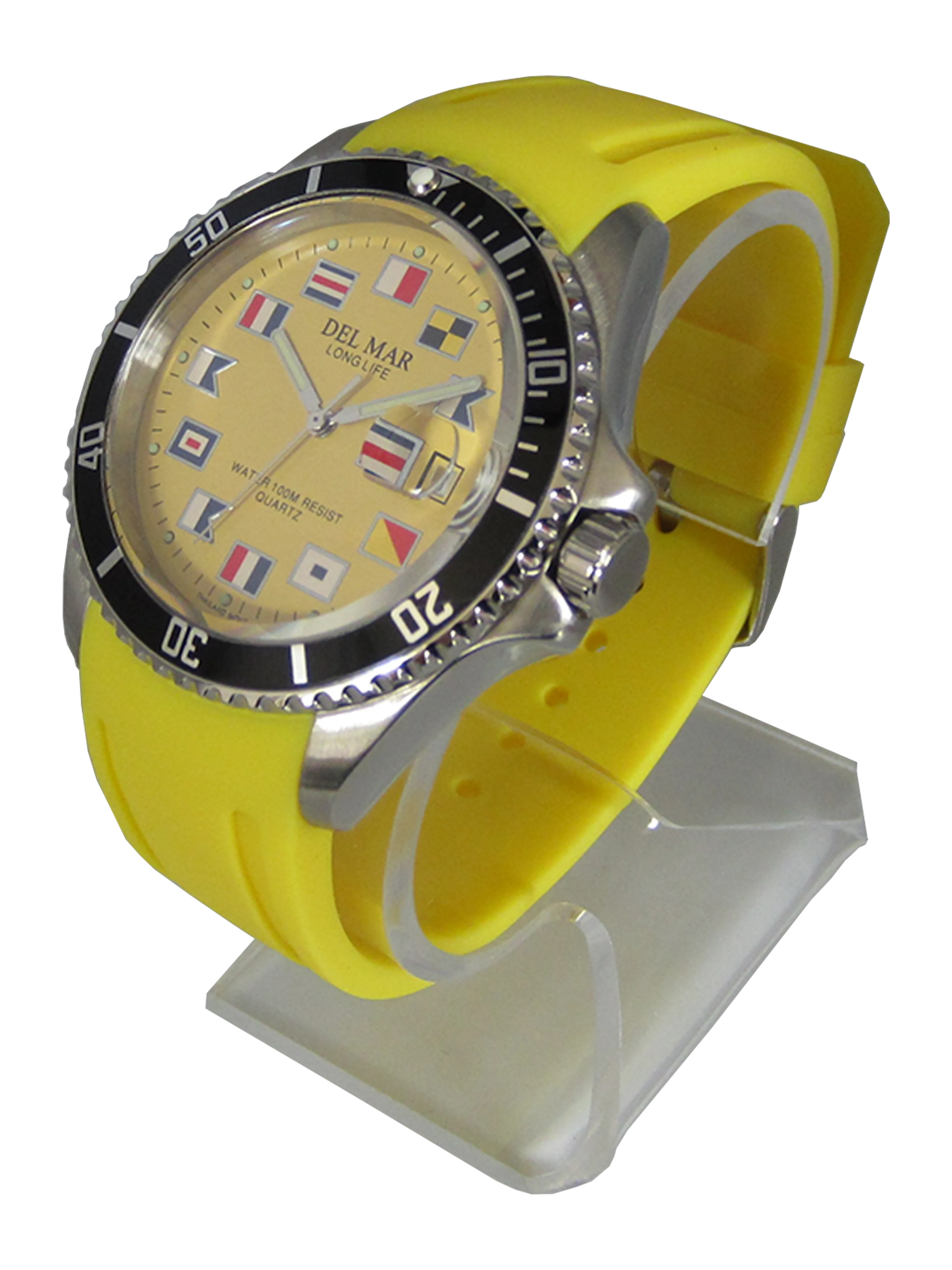 Del Mar Watches Men's and Youth Sportstrap: Yellow Nautical Face, 46mm x 40mm, 100m Water Resistant #50379