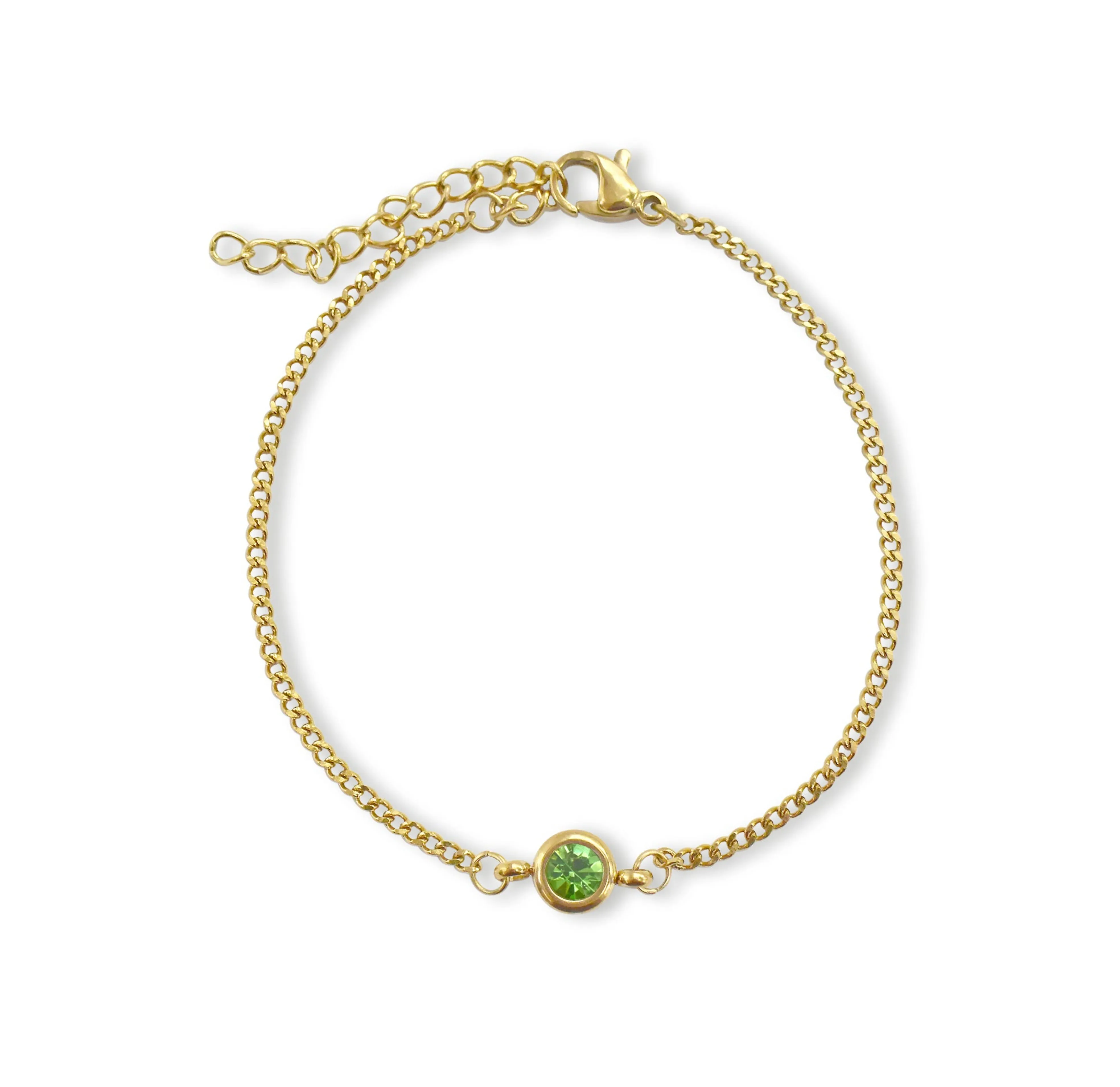 DELILAH GOLD DAINTY PERIDOT BIRTHSTONE BRACELET - AUGUST