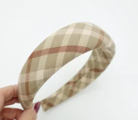 diagonal plaid check headband padded hairband basic hair accessory for women