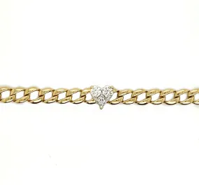 Diamond Heart Curb Chain Bracelet