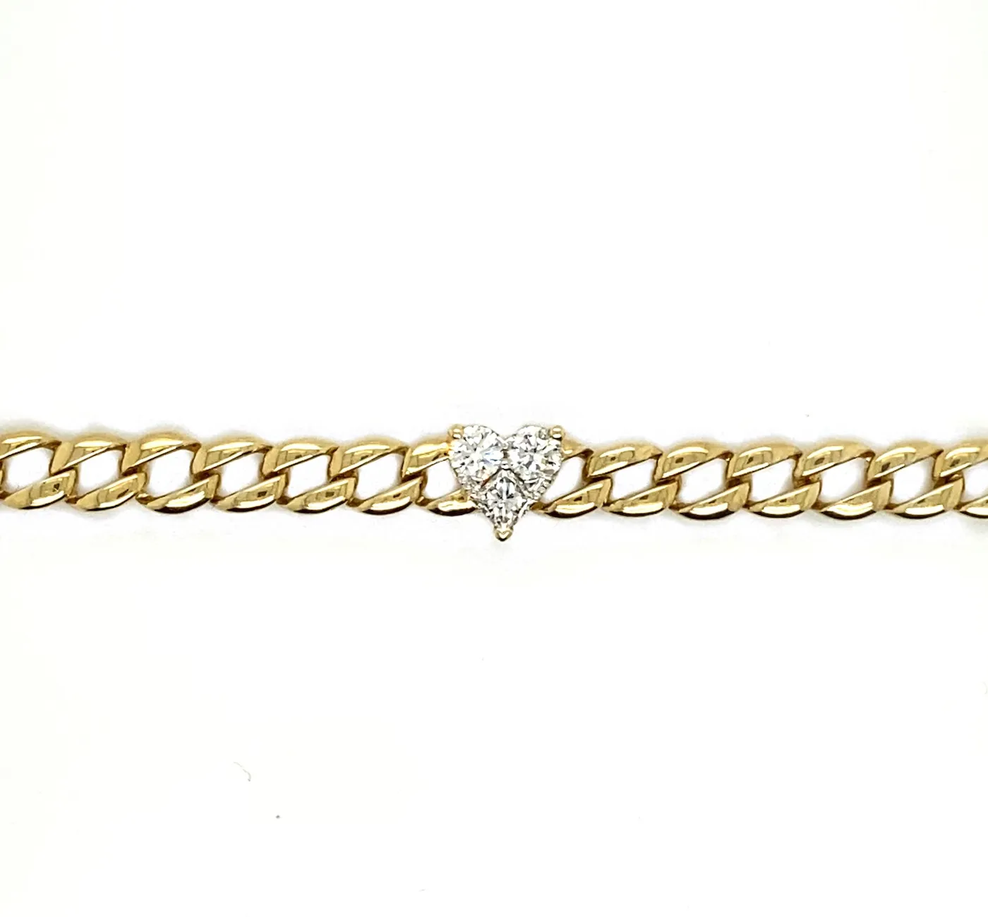 Diamond Heart Curb Chain Bracelet