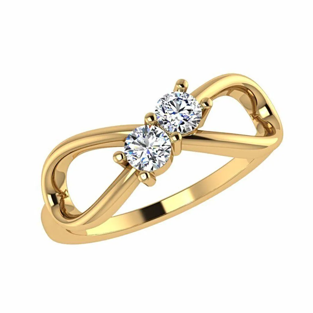 Diamond Infinity 2 Stone Ring 14K Gold