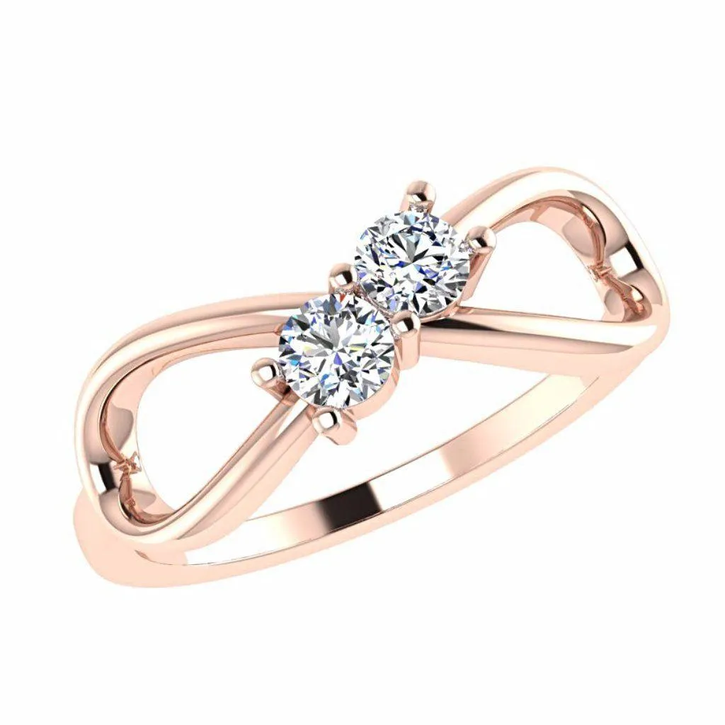 Diamond Infinity 2 Stone Ring 14K Gold