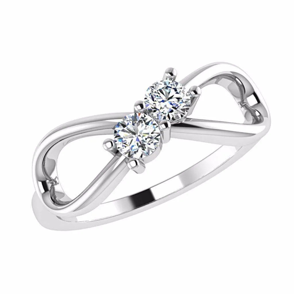 Diamond Infinity 2 Stone Ring 14K Gold