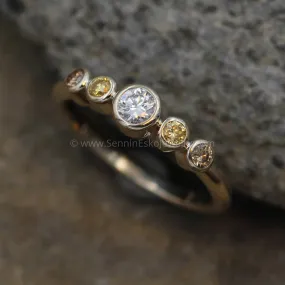 Diamond Multi Bezel Ring - White , Yellow and Brown Diamond Ring - VS Diamond Ring