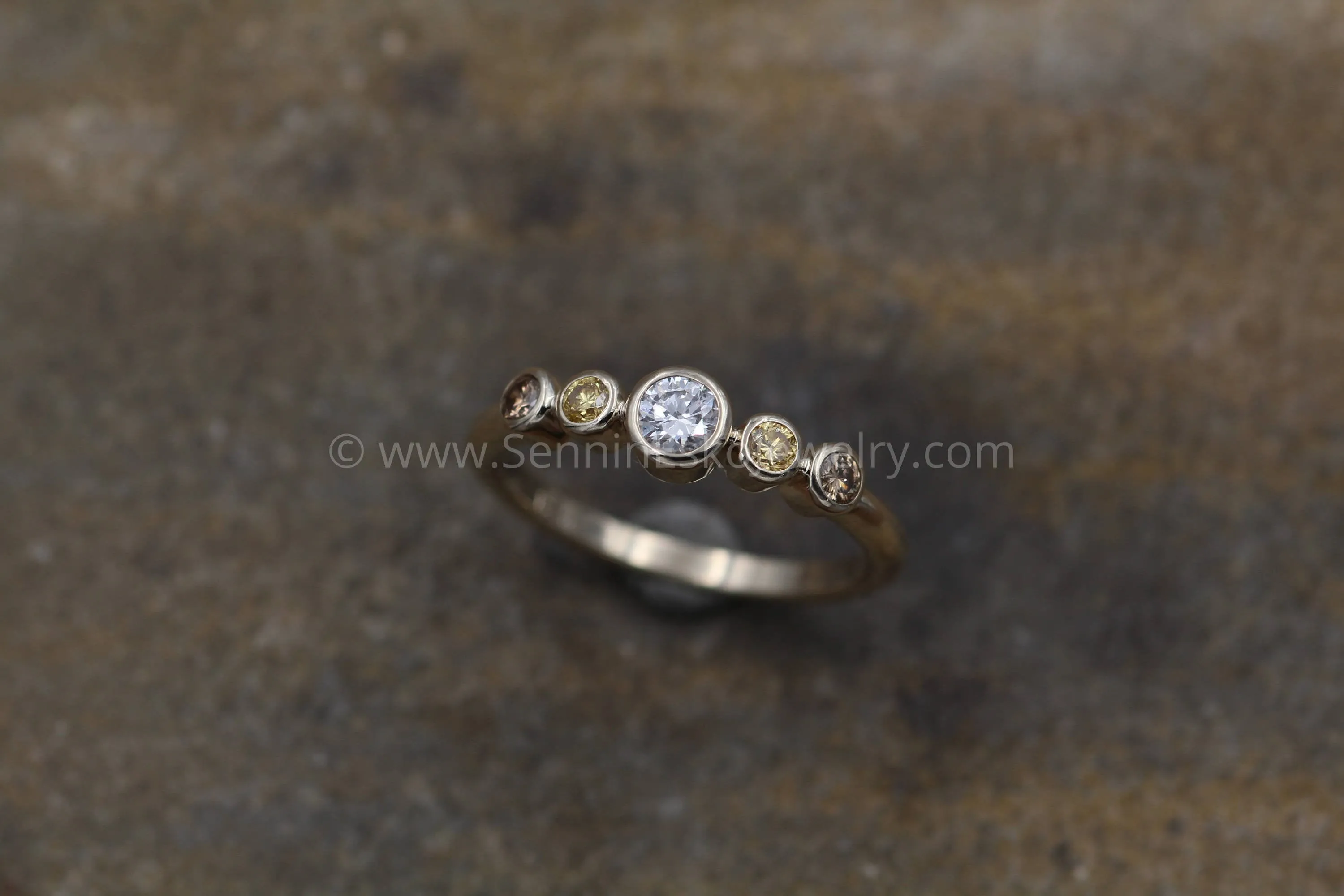 Diamond Multi Bezel Ring - White , Yellow and Brown Diamond Ring - VS Diamond Ring