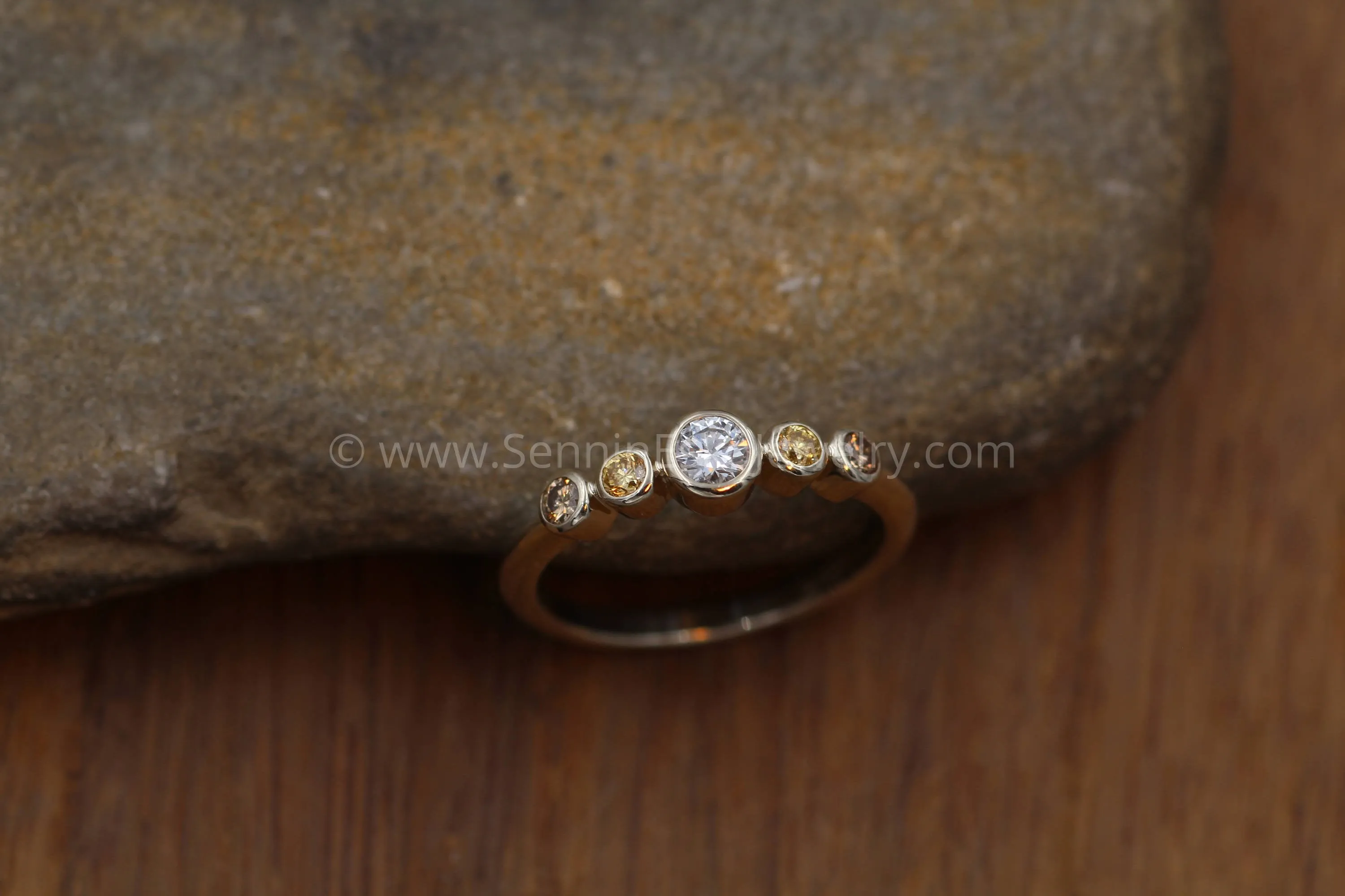 Diamond Multi Bezel Ring - White , Yellow and Brown Diamond Ring - VS Diamond Ring