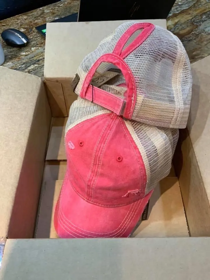 Distressed Ponytail Trucker Caps with mesh back (Authentic CC)