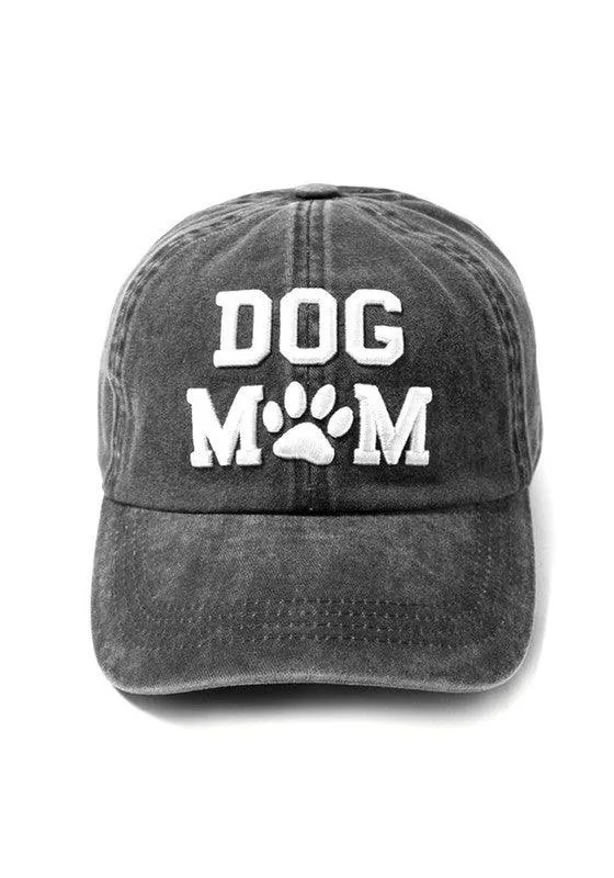 DOG MOM VINTAGE WASHED BASEBALL CAP