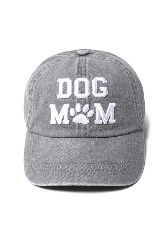 DOG MOM VINTAGE WASHED BASEBALL CAP