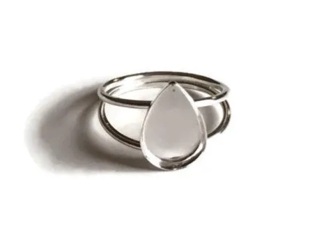 Double Band Pear Teardrop Bezel Ring Blank