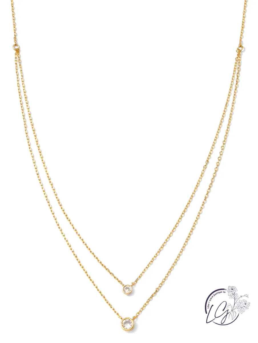 Double Layer Appeal Framed CZ Necklace