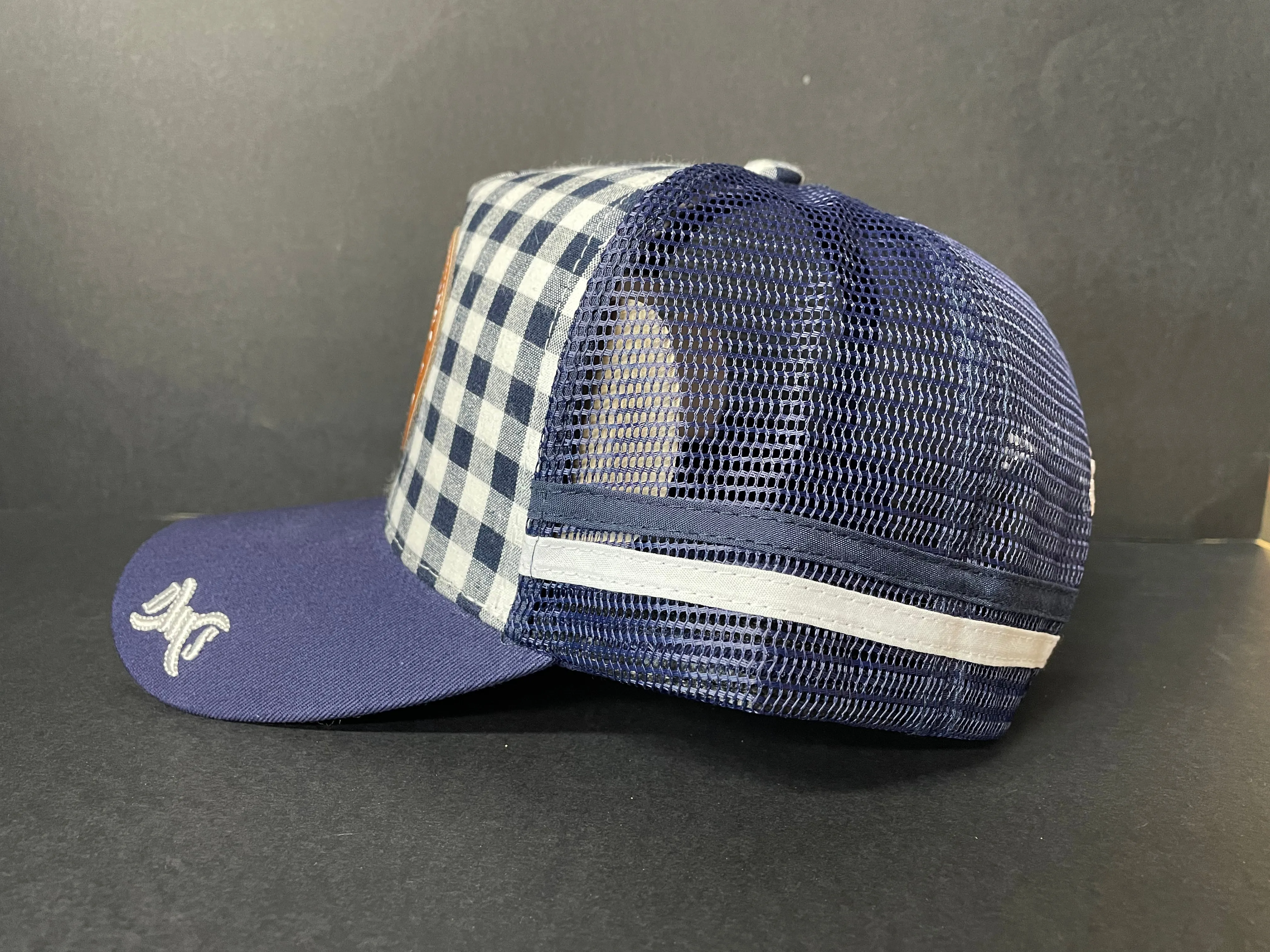 Drovers Saddlery Trucker Cap - Navy Gingham