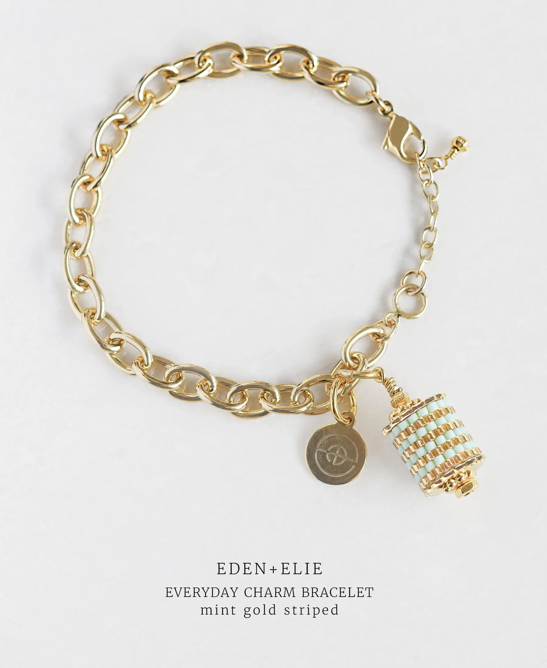 EDEN   ELIE Everyday Gold Charm Bracelet  - mint gold striped