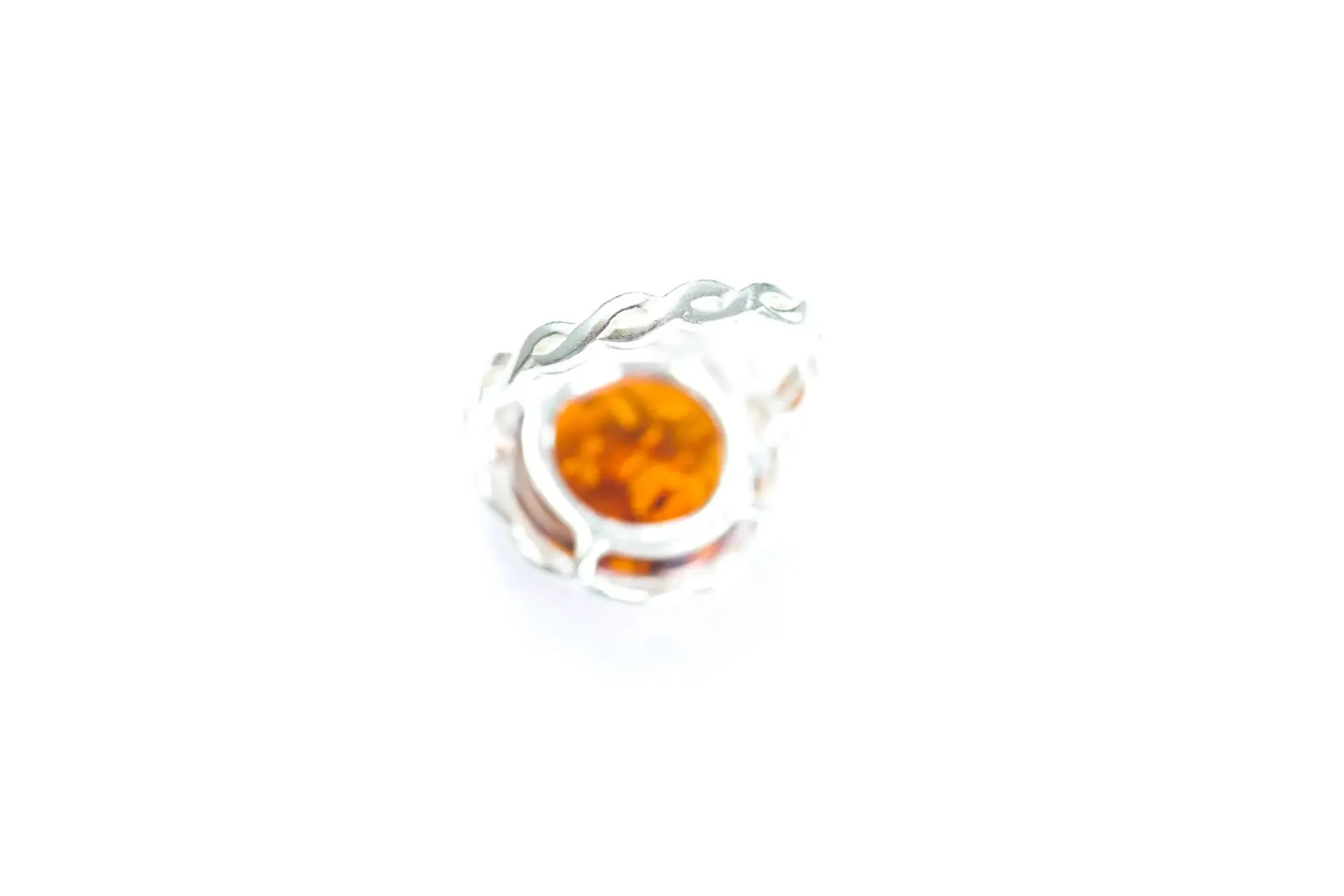 Elegant Rope Frame Statement Ring - Sterling Silver & Cognac Amber Jewelry | Adjustable & Intricately Crafted