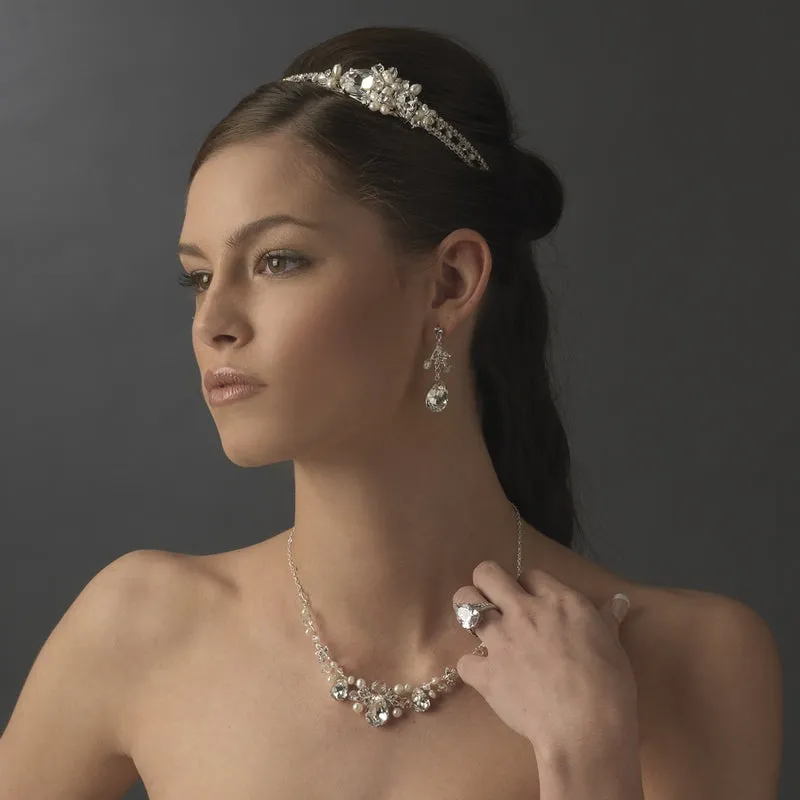 Elegant unique Crystal & Freshwater Pearl bridal headband