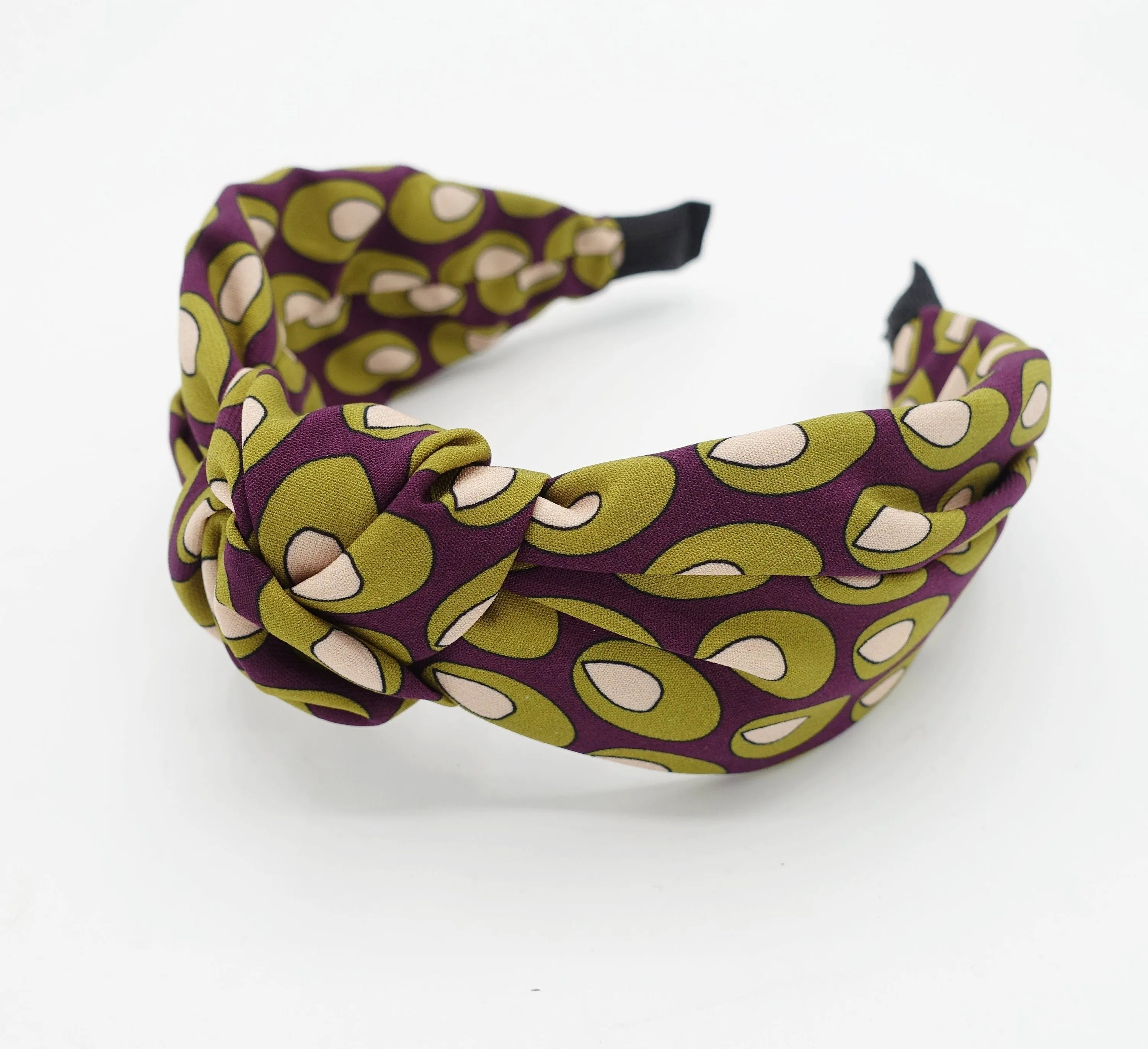 elliptical water drop print headband  knotted hairband women hair accessory