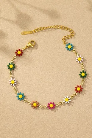 Enamel Flower Bracelet