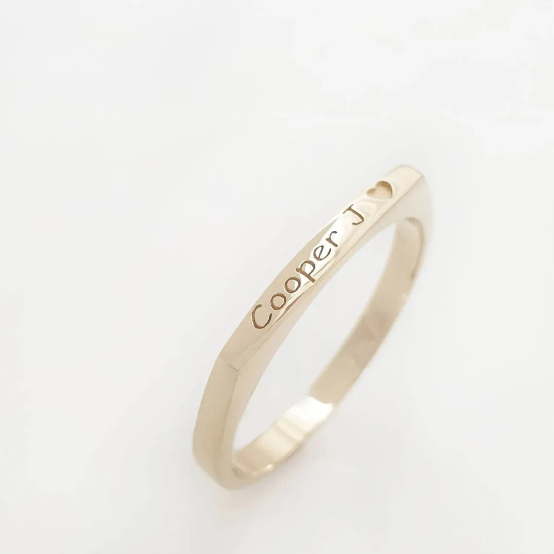 Engraved Bar Band Name Ring