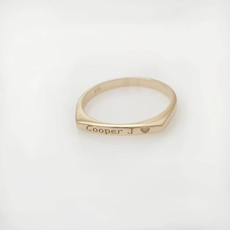 Engraved Bar Band Name Ring