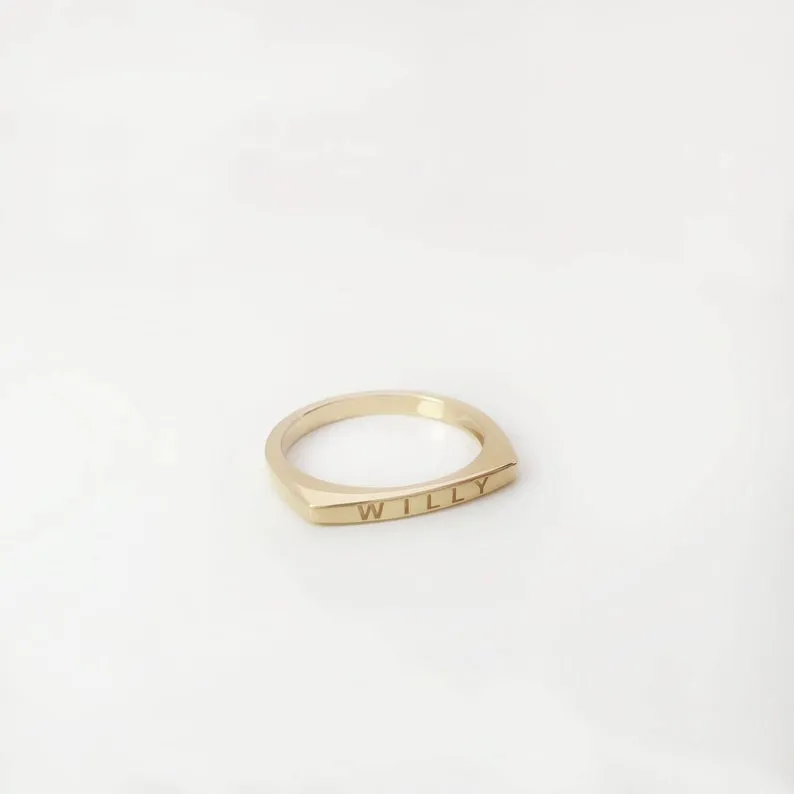 Engraved Bar Band Name Ring