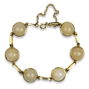 Estate 14K Yellow Gold Round Moonstone Bracelet