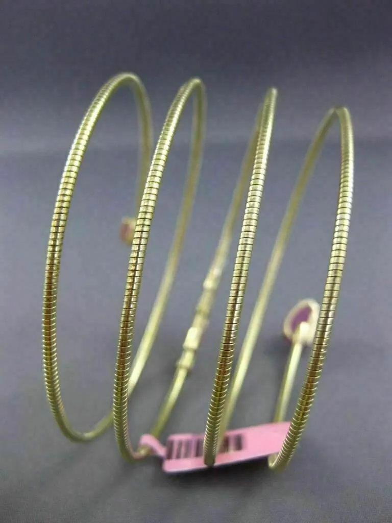 ESTATE WIDE 5.25CT AAA PINK SAPPHIRE 14KT YELLOW GOLD 3D SNAKE BANGLE BRACELET