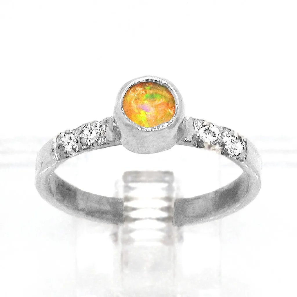 Ethiopian Opal & Zircon Ring (size 8)