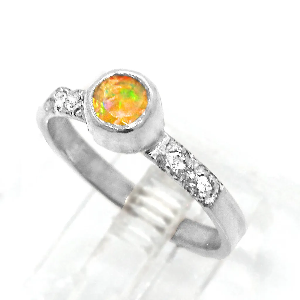 Ethiopian Opal & Zircon Ring (size 8)