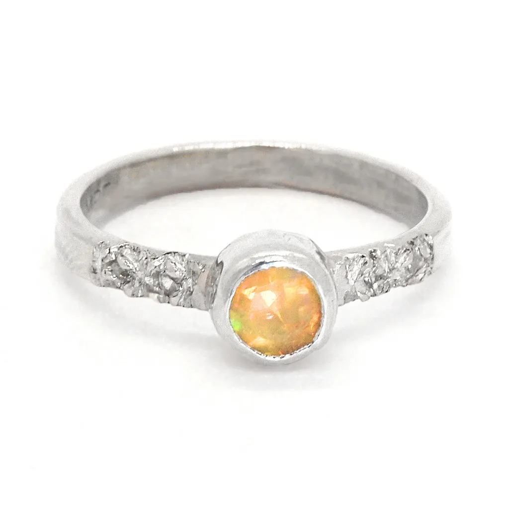 Ethiopian Opal & Zircon Ring (size 8)