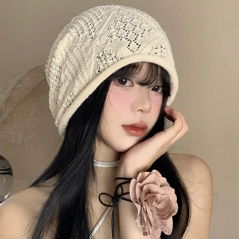 Ethnic Style Hollow Pearl Tassel Baotou Hat