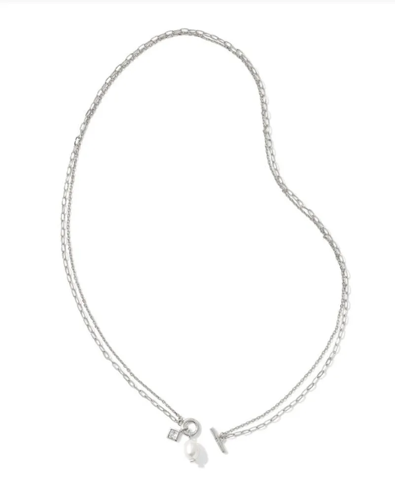 Eve Chain Multi Strand Necklace Rhod White Pearl by Kendra Scott