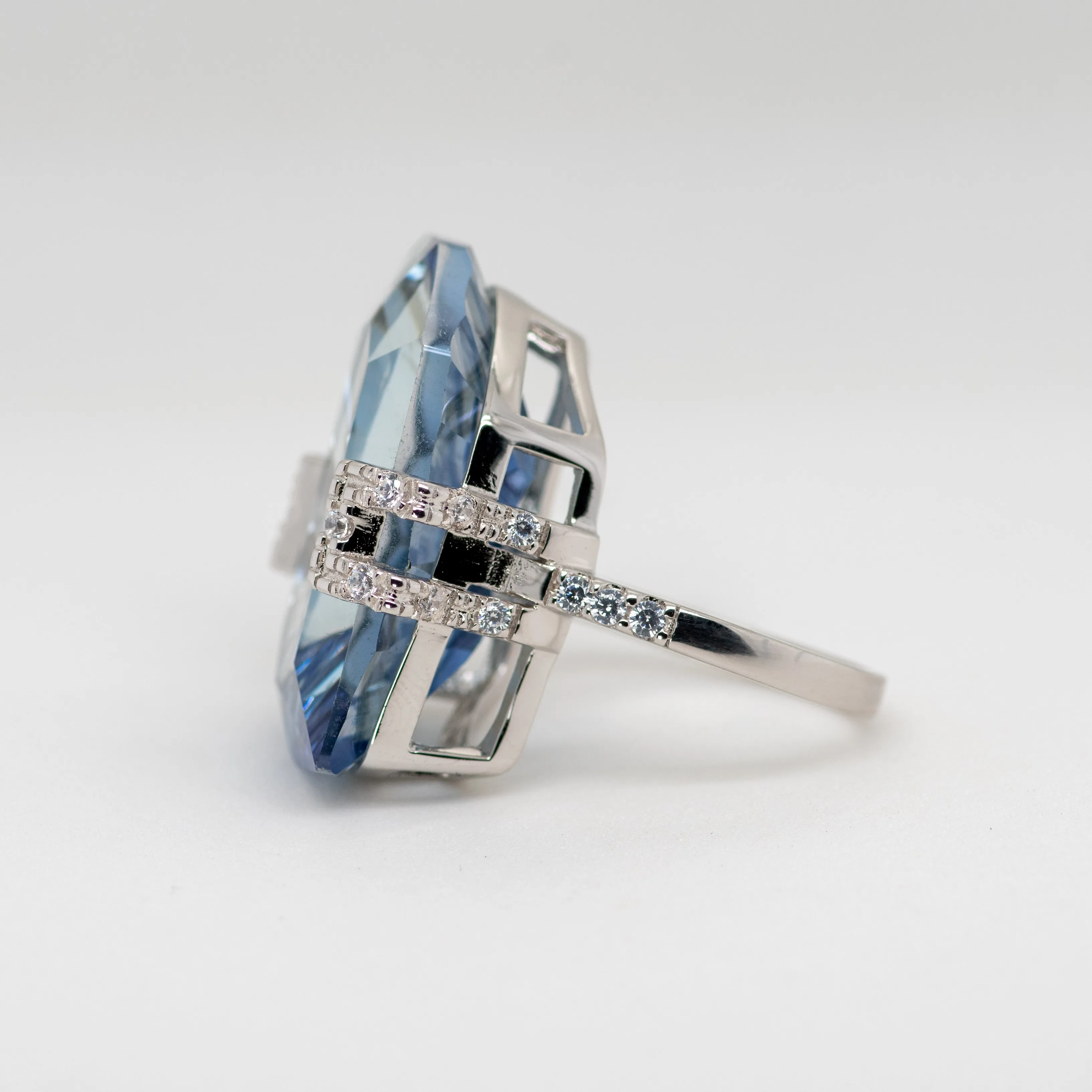 Everest Blue Quartz Ring in Sterling Silver