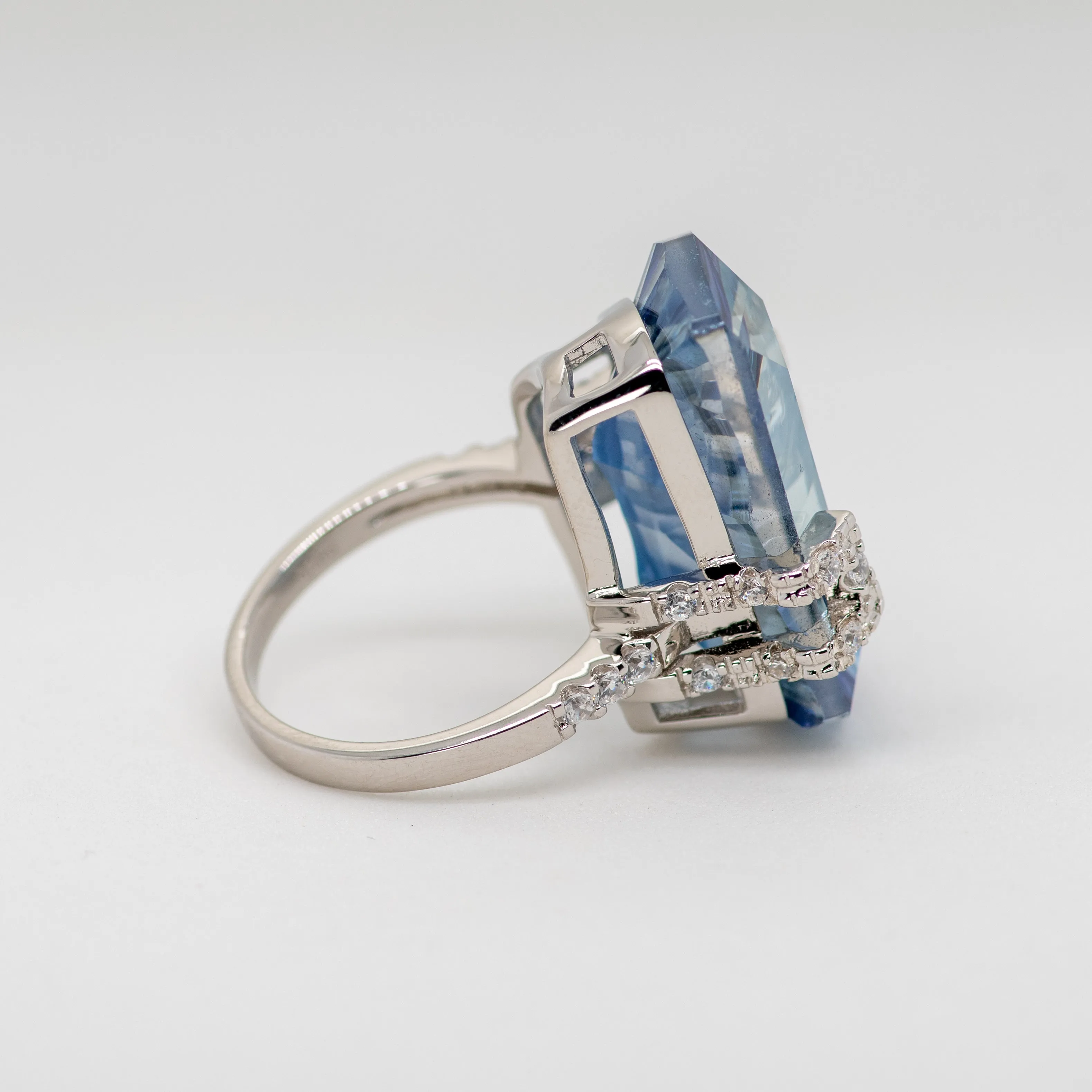 Everest Blue Quartz Ring in Sterling Silver