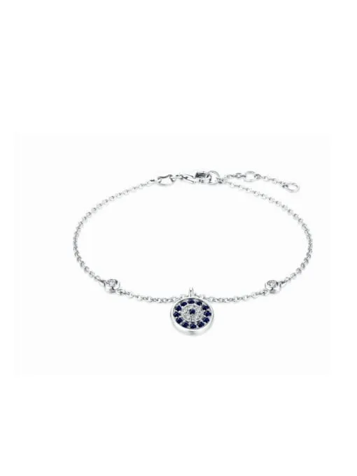 Evil Eye Charm Bracelet, .925 Sterling Silver, 18K Gold Plated Diamond CZ Hypoallergenic Bracelet