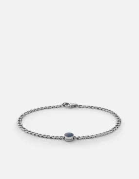 Eye of Time Type Chain Bracelet, Sterling Silver/Blue