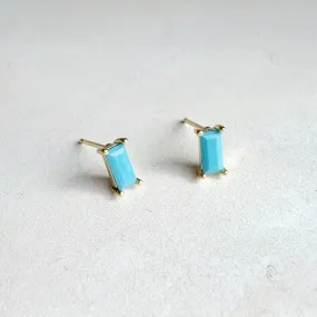 Faceted Baguette Stud Earrings - Turquoise