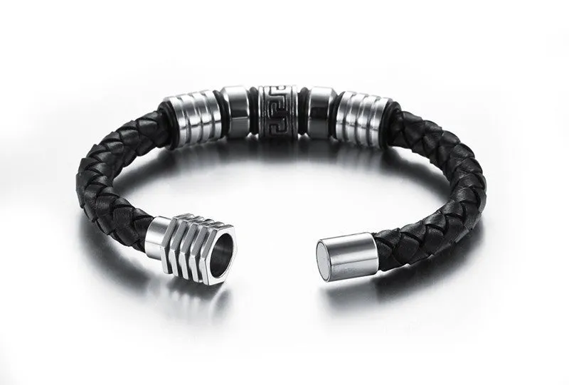 Fashion Stainless Steel Bracelet Genuine Leather Bracelets & Bangles Women & Men Jewelry