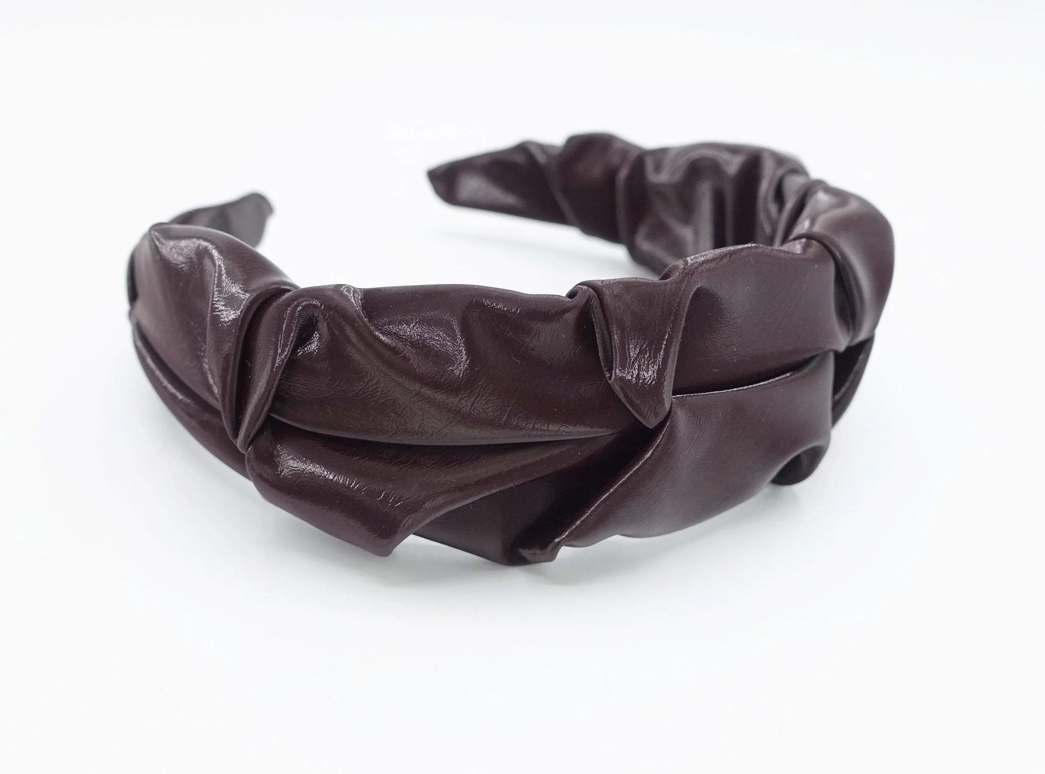 faux leather pleat twist headband hair accessory for women