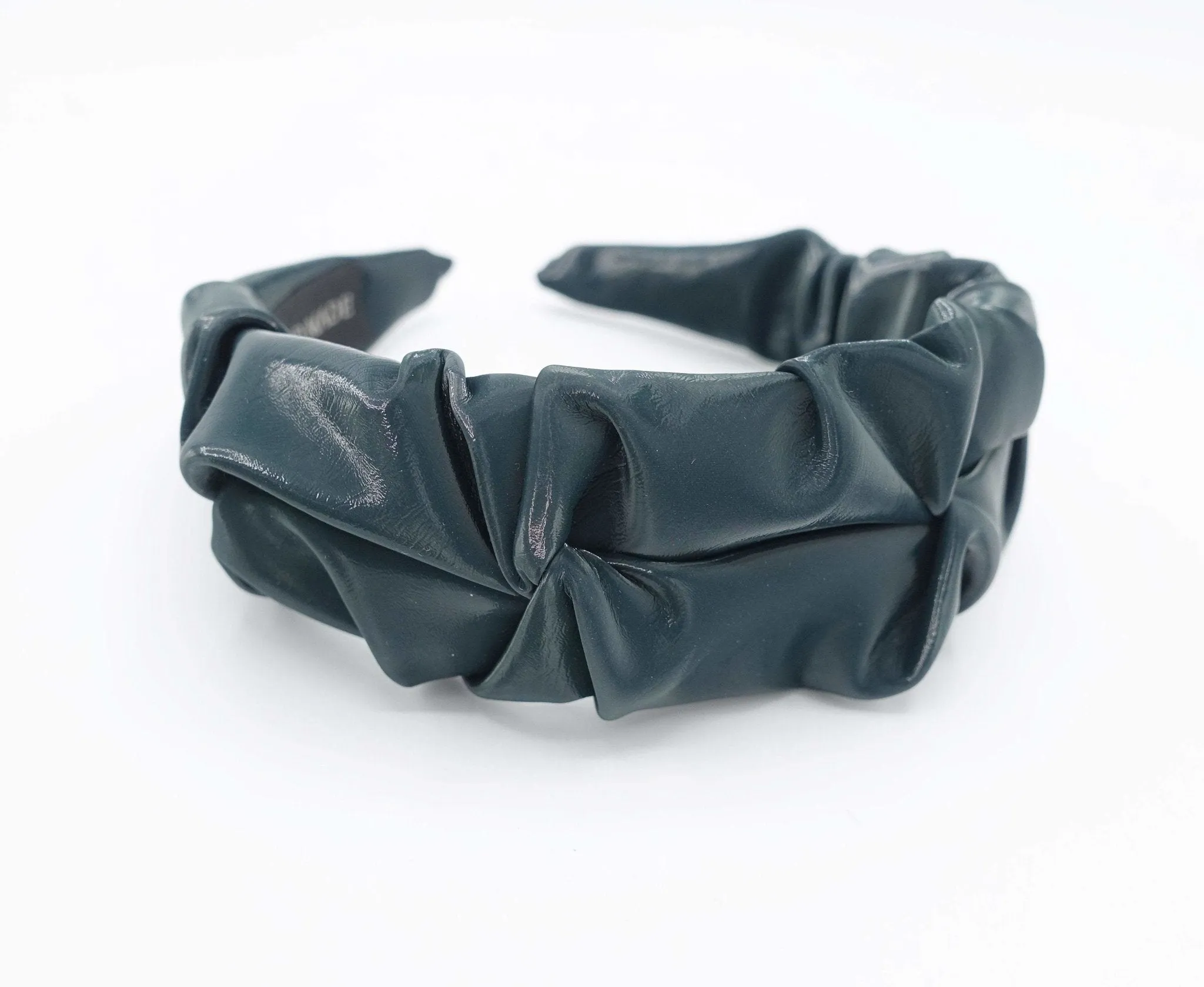 faux leather pleat twist headband hair accessory for women