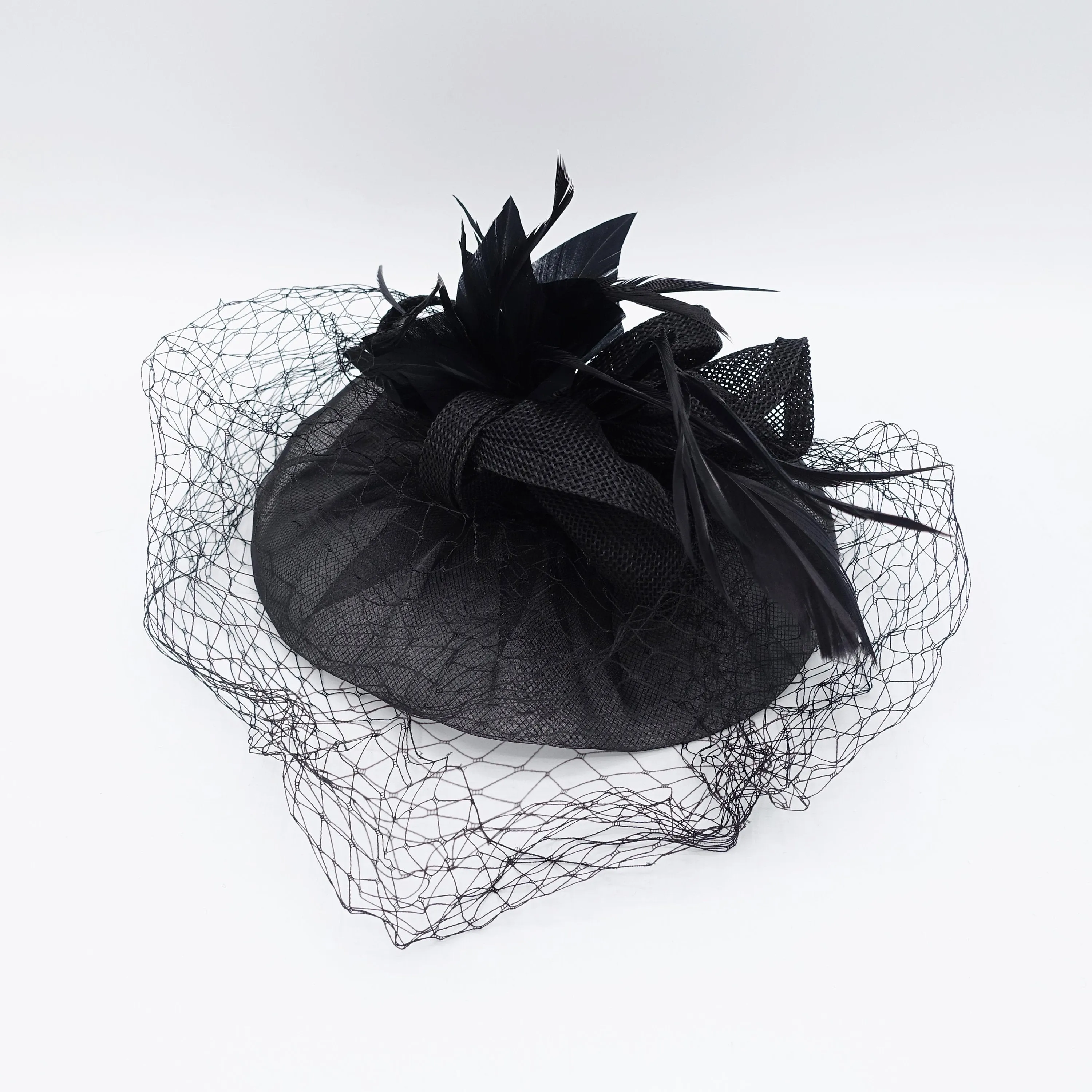 feather mesh fascinator hat