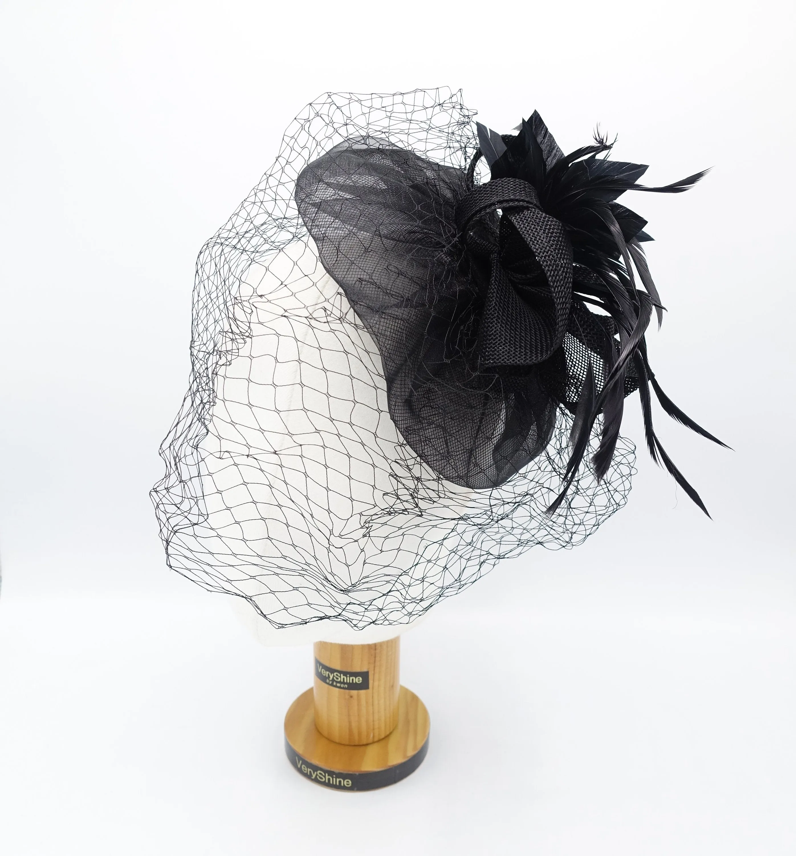 feather mesh fascinator hat